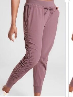 Athleta attitude Mauve Pink Ruched Track Joggers